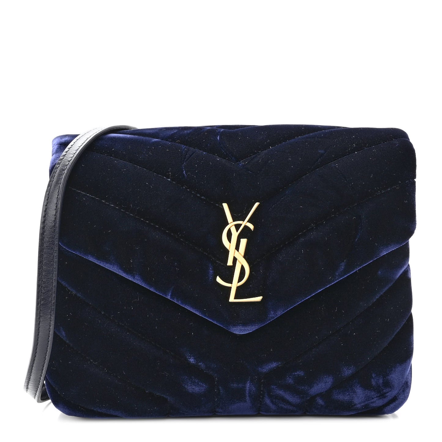 Velvet Y Quilted Monogram Toy Loulou Crossbody Bag Deep Marine