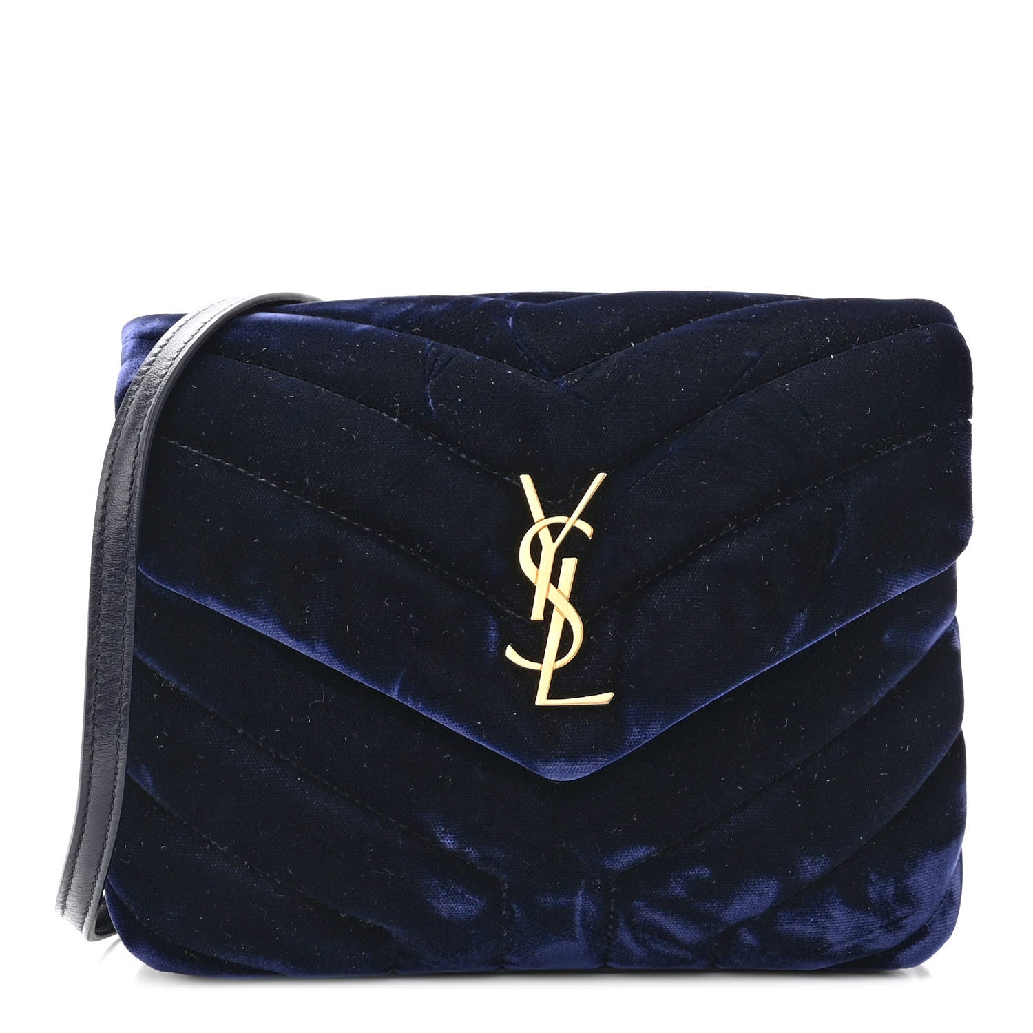 Saint Laurent Velvet Y Quilted Monogram Toy Loulou Crossbody Bag Deep Marine 1 of 9