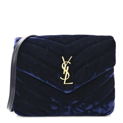 Saint Laurent Velvet Y Quilted Monogram Toy Loulou Crossbody Bag Deep Marine 1 of 9