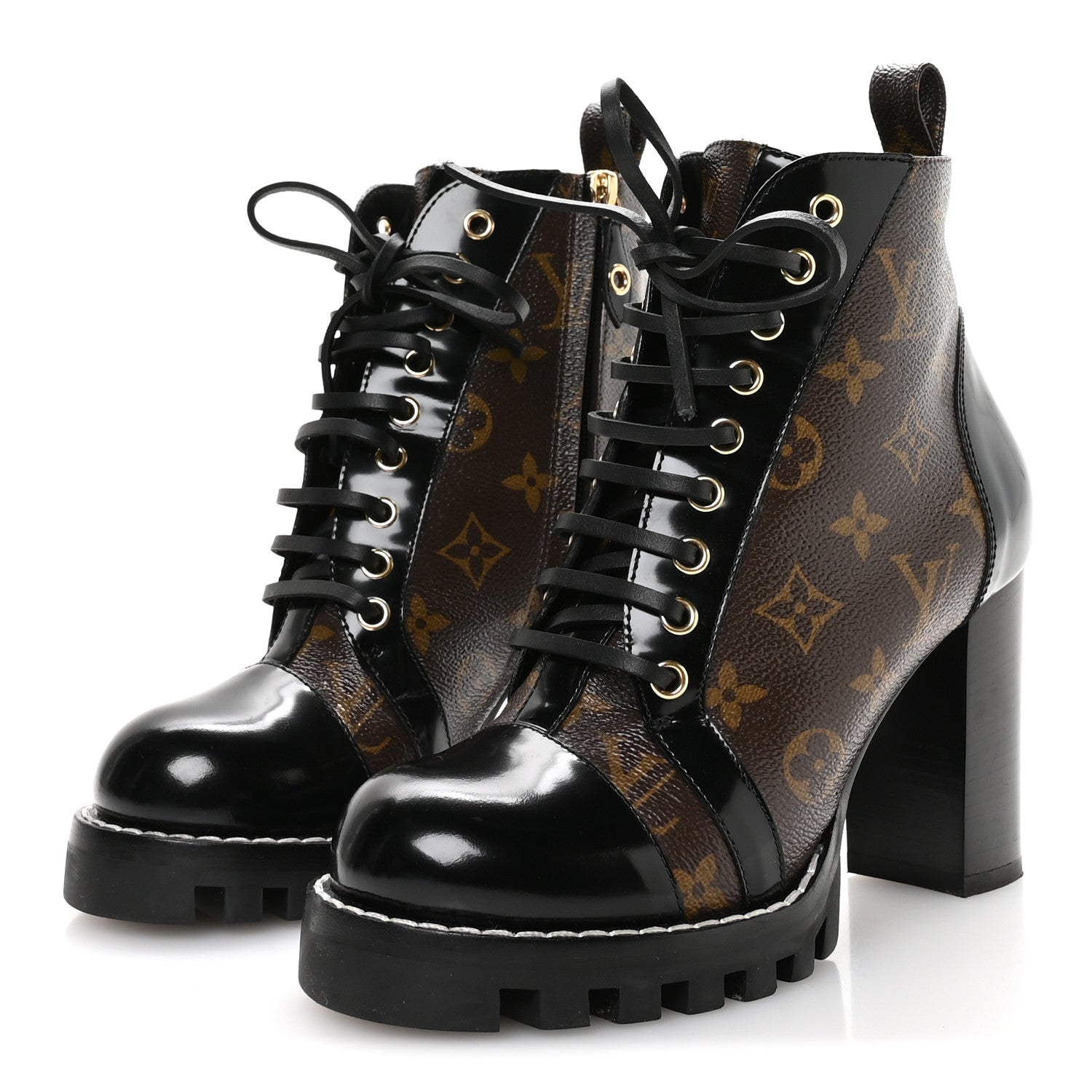 Louis Vuitton Patent Calfskin Monogram Star Trail Ankle Boots 37.5 Black 4 of 7