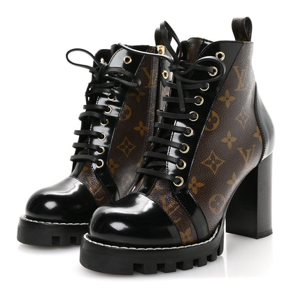 Louis Vuitton Patent Calfskin Monogram Star Trail Ankle Boots 37.5 Black 4 of 7