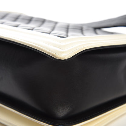 Chanel Lambskin Quilted Large Boy Flap Black White 15 of 17
