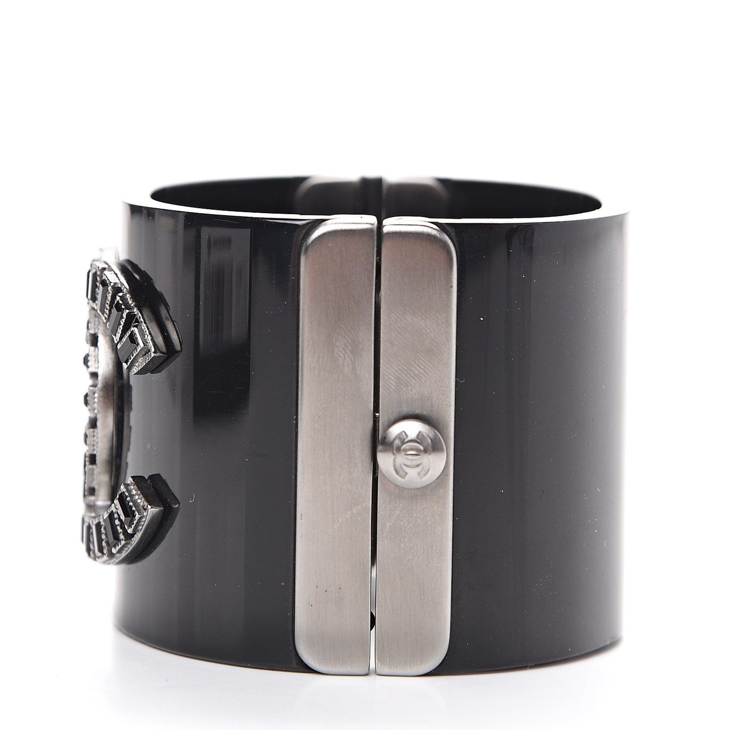 Resin Baguette Crystal CC Cuff Black