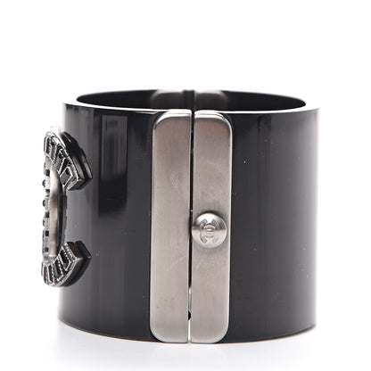 Chanel Resin Baguette Crystal CC Cuff Black 2 of 5