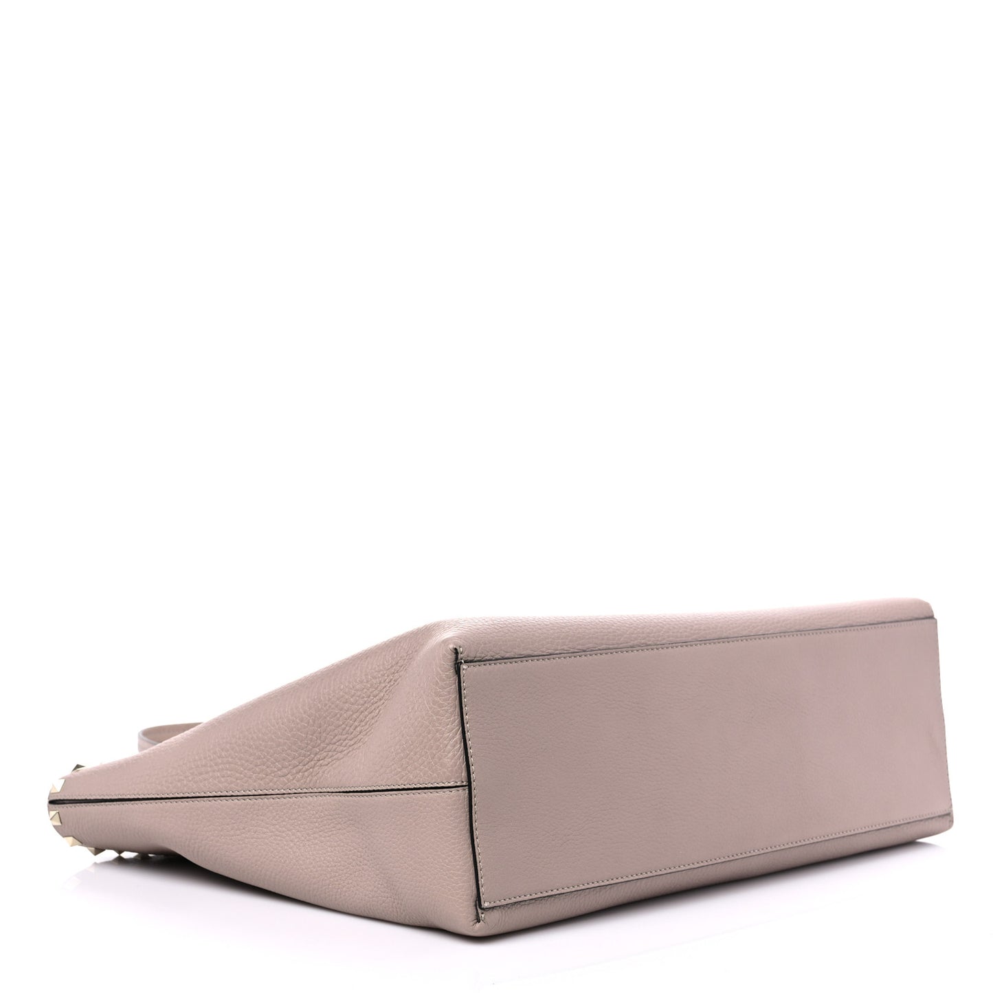 Grained Calfskin Rockstud Shoulder Tote Poudre