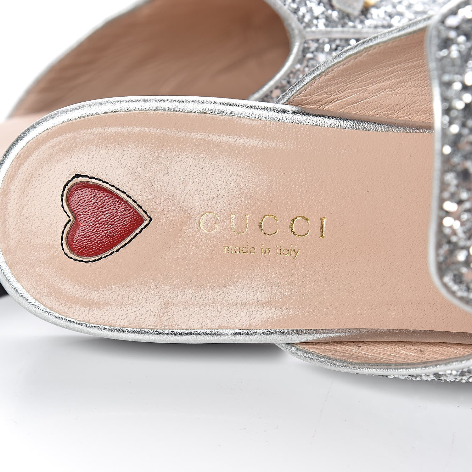 Gucci Glitter Womens Princetown Slippers 39 Silver 6 of 15