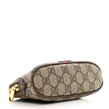 Gucci GG Supreme Monogram Textured Calfskin Web Medium Ophidia Cosmetic Case Beige Ebony New Acero 4 of 8