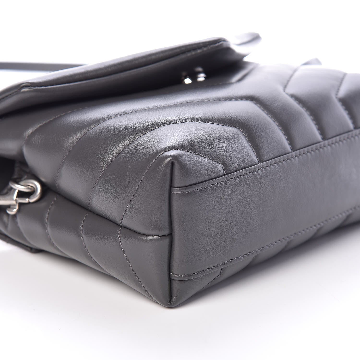 Saint Laurent Calfskin Y Quilted Monogram Toy Loulou Crossbody Bag Storm 8 of 9