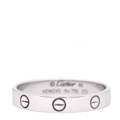 Cartier 18K White Gold 3.5mm LOVE Wedding Band Ring 60 9 1 of 6