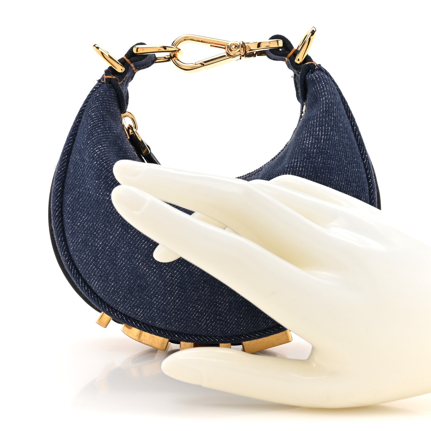 Fendi Denim Shiny Nappa Nano Fendigraphy Hobo Charm Blue Moro 2 of 11