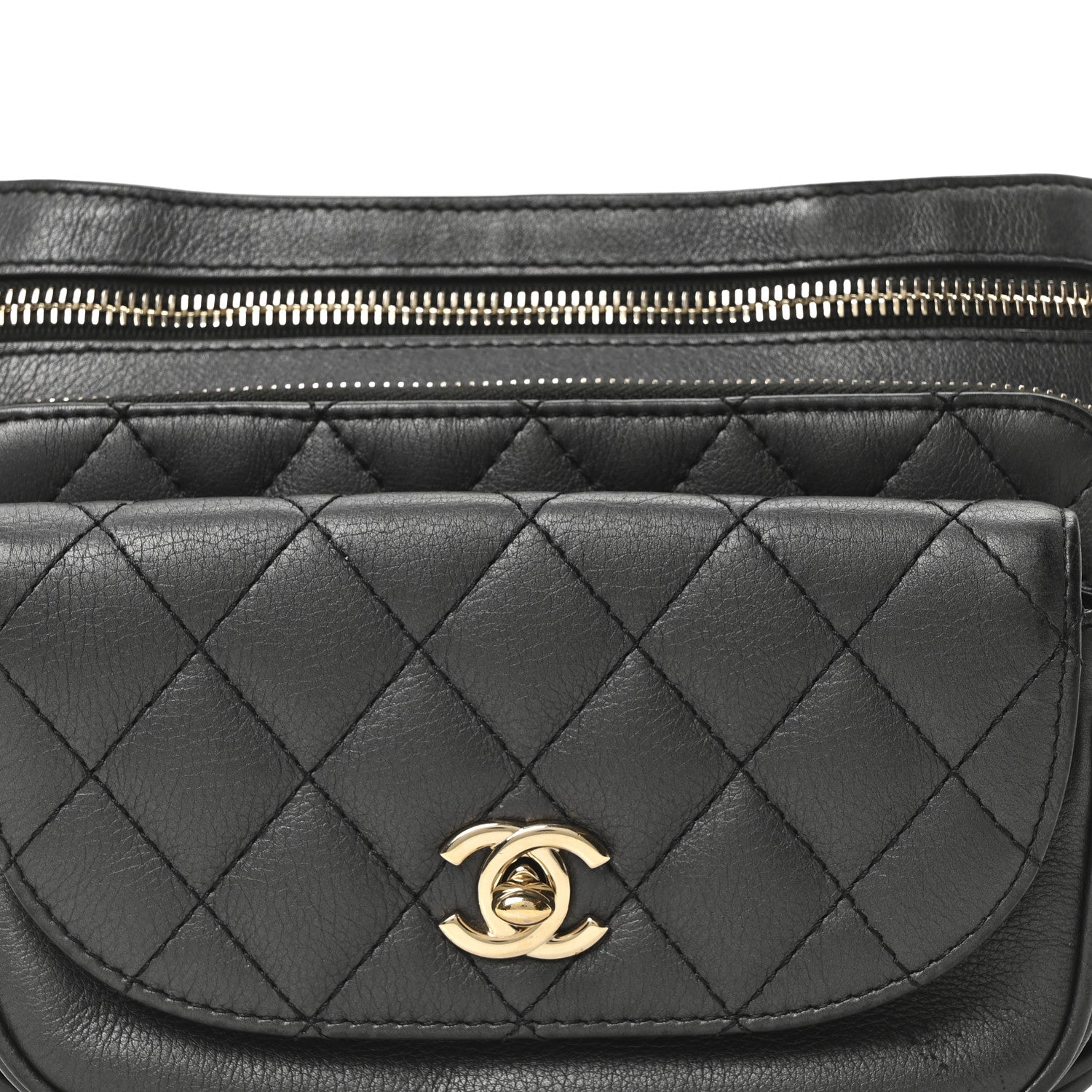 Chanel Metallic Calfskin Flap Chain Waist Bag Ruthenium 8 of 10