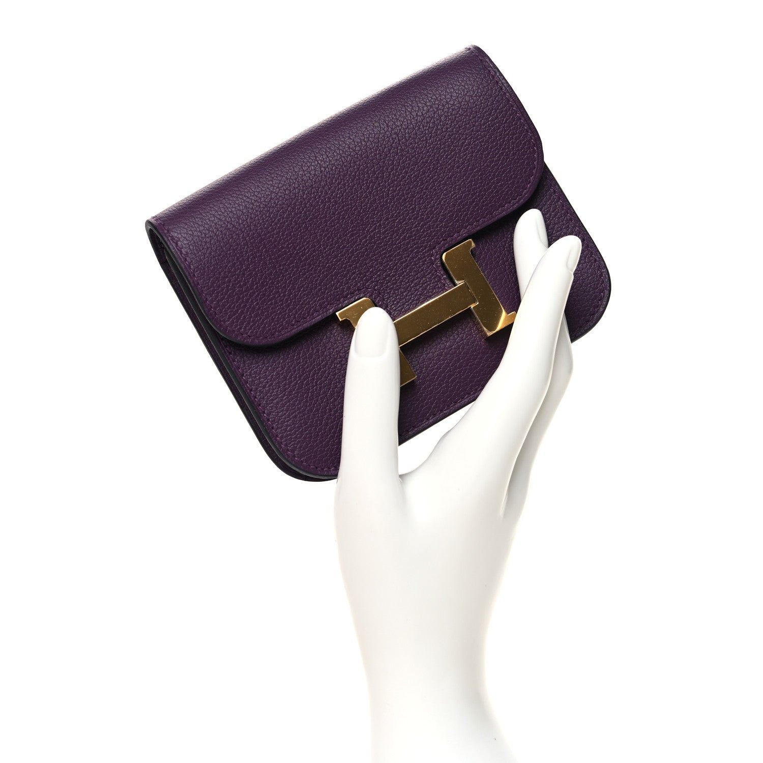 Hermes Evercolor Bi-Color Constance Slim Wallet Cassis Bleu Royale 2 of 10