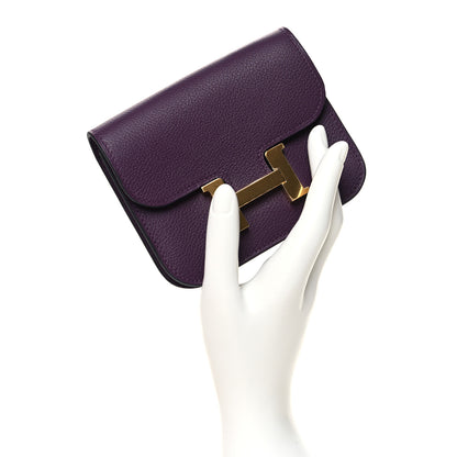 Hermes Evercolor Bi-Color Constance Slim Wallet Cassis Bleu Royale 2 of 10