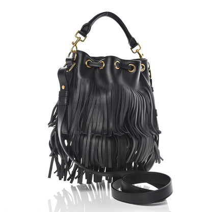 Saint Laurent Calfskin Small Emmanuelle Fringe Hobo Bag Black 3 of 11