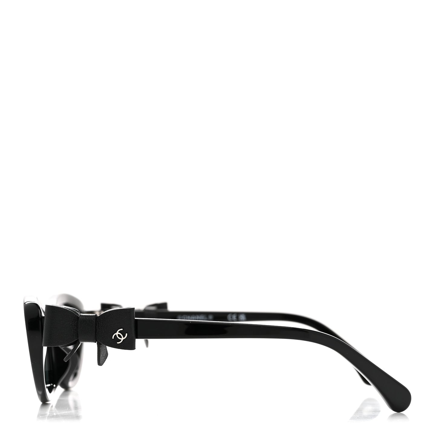 Acetate Calfskin Cat Eye Bow Sunglasses 71735A Black