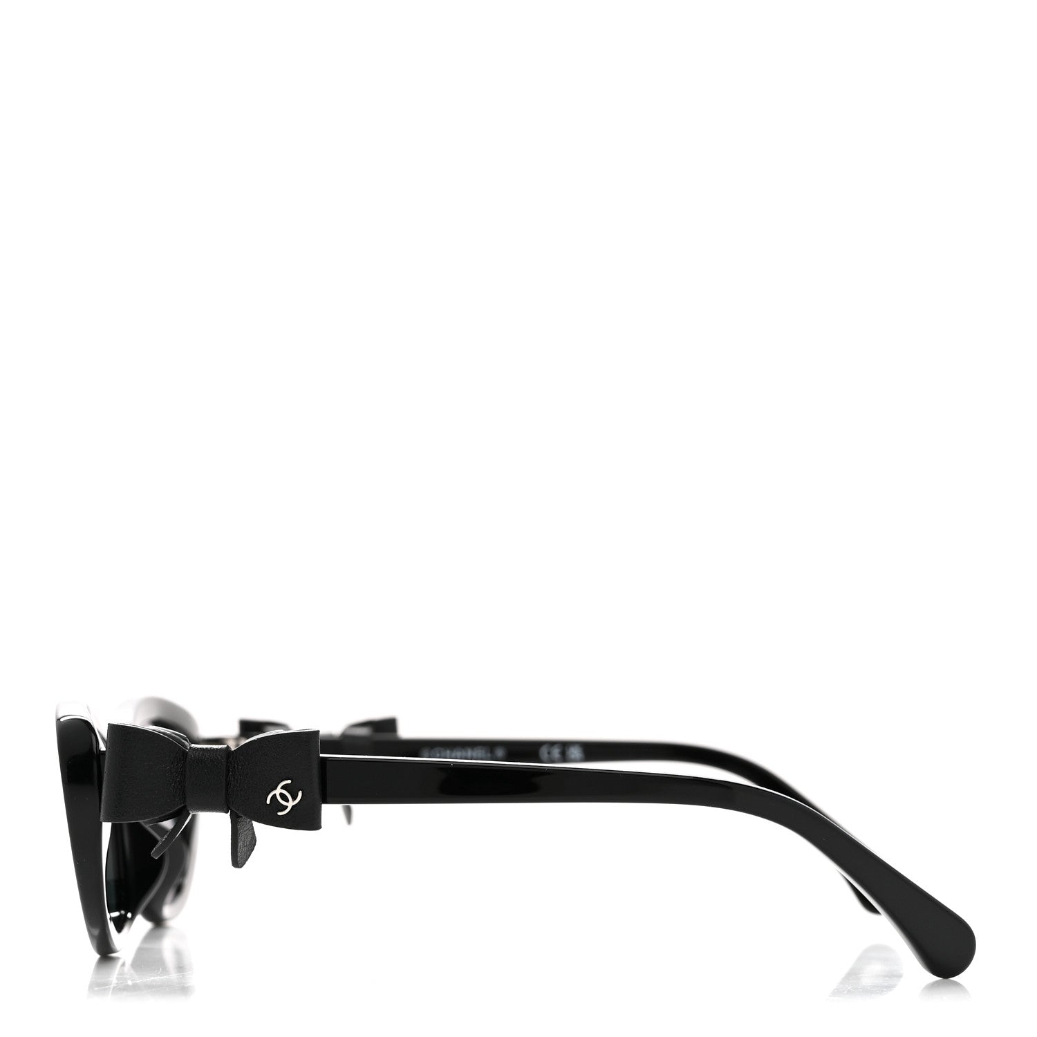 Chanel Acetate Calfskin Cat Eye Bow Sunglasses 71735A Black 3 of 8