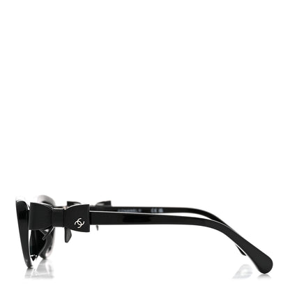 Chanel Acetate Calfskin Cat Eye Bow Sunglasses 71735A Black 3 of 8