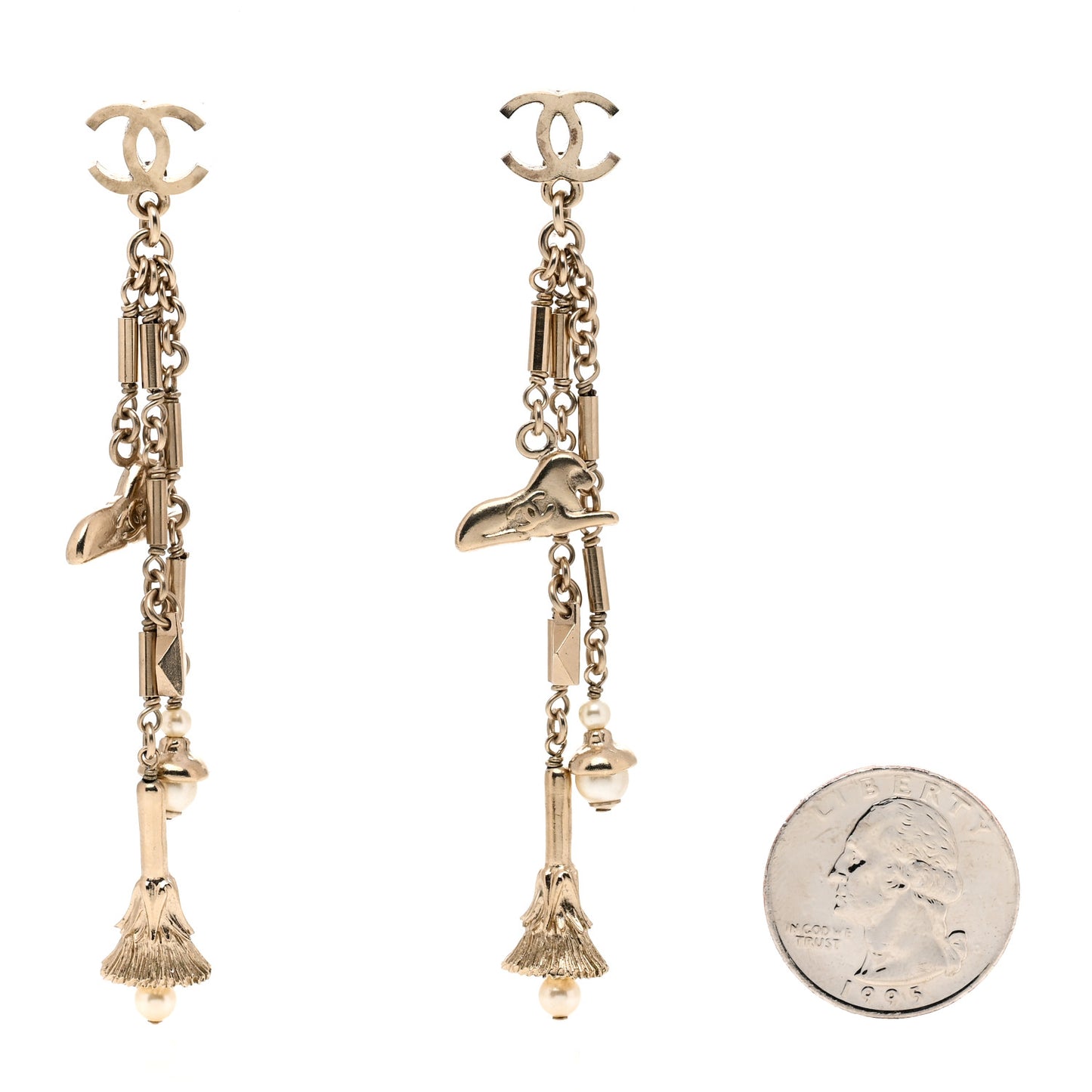 Pearl Lion CC Drop Earrings Gold