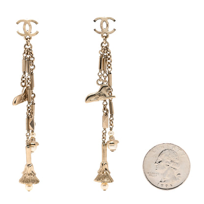 Chanel Pearl Lion CC Drop Earrings Gold 2 of 4
