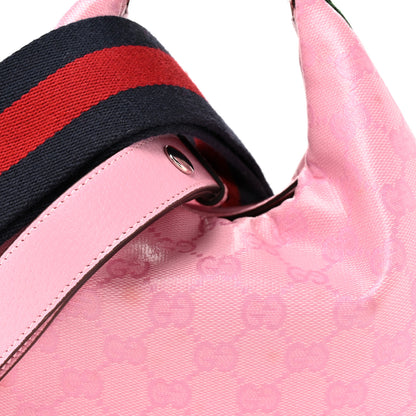 Gucci GG Crystal Coated Canvas Monogram Web Small Attache Shoulder Bag Pink 8 of 10