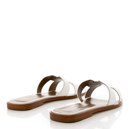Hermes Box Calfskin Oran Sandals 36.5 White 8 of 9