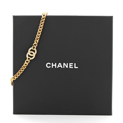 Chanel Crystal Chain Link CC Choker Necklace Gold 5 of 7
