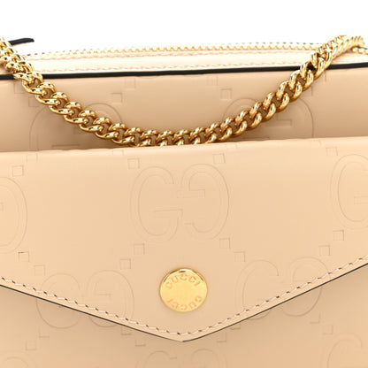 Gucci Calfskin GG Super Mini Debossed Chain Wallet Light Beige 8 of 10