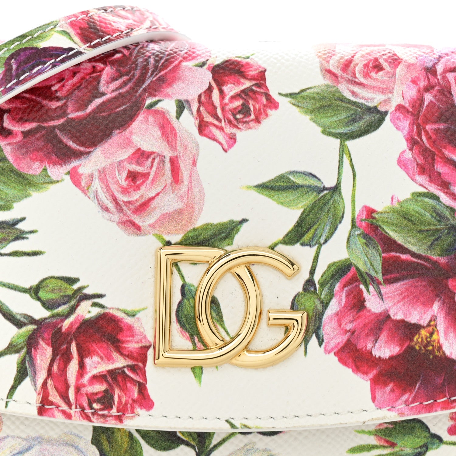 Dolce & Gabbana Dauphine Floral Print Shoulder Bag White Pink 7 of 12