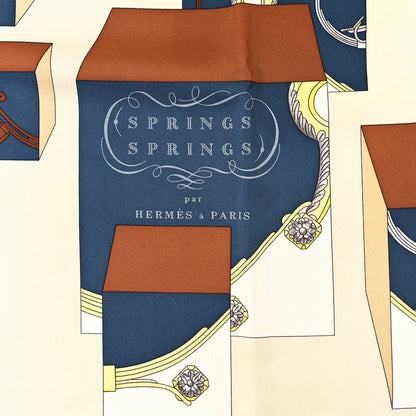 Hermes Silk Springs Springs Scarf 90 Creme Gris Fonce 2 of 4