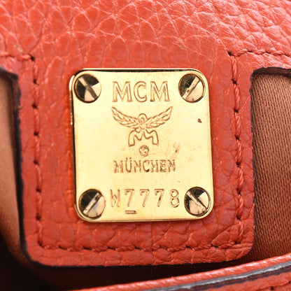 MCM Grained Calfskin Studded Shoulder Bag Orange 6 of 13