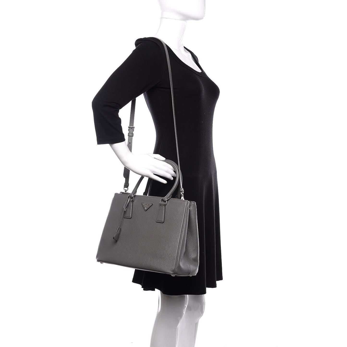 Saffiano Lux Large Galleria Double Zip Tote Marmo