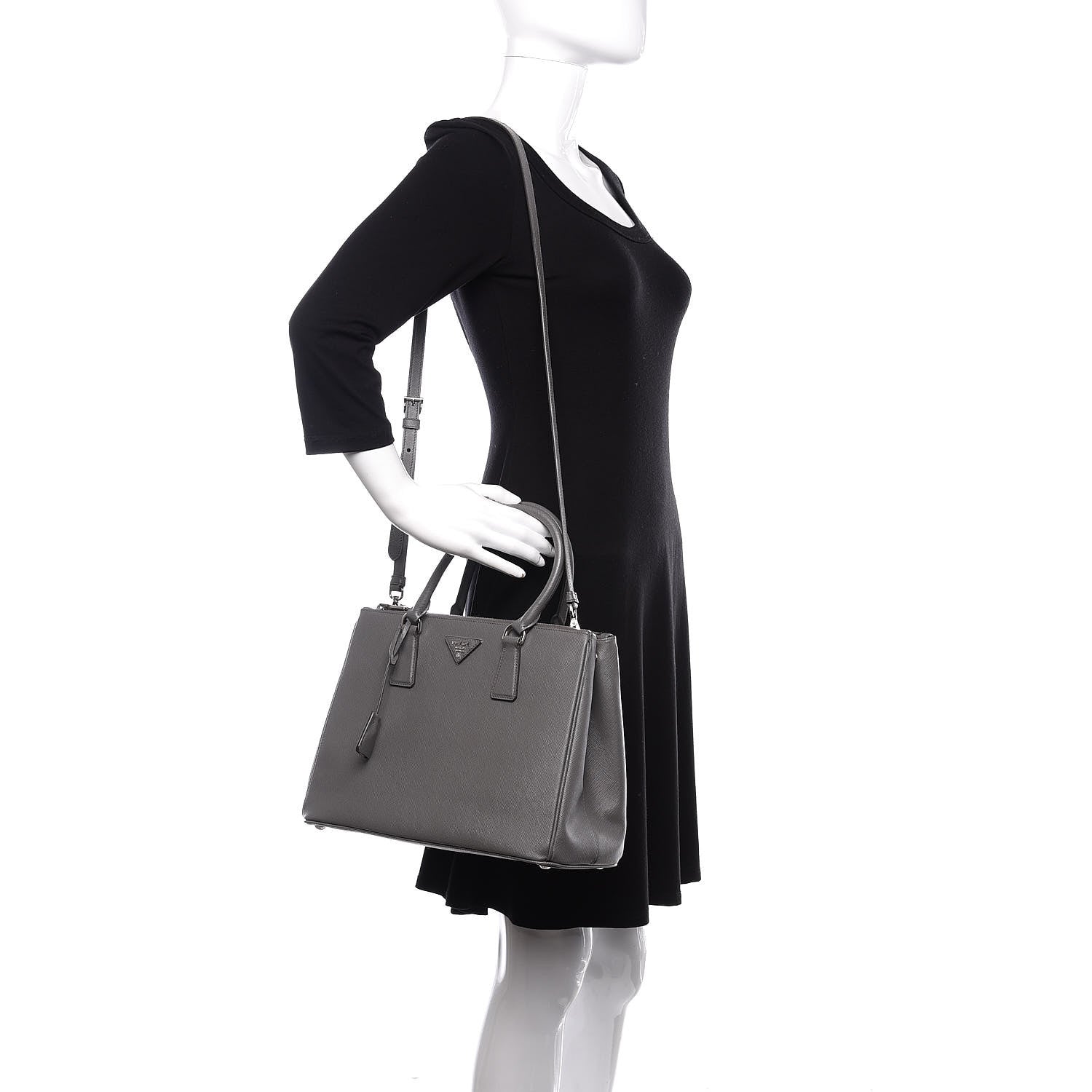 Prada Saffiano Lux Large Galleria Double Zip Tote Marmo 2 of 9
