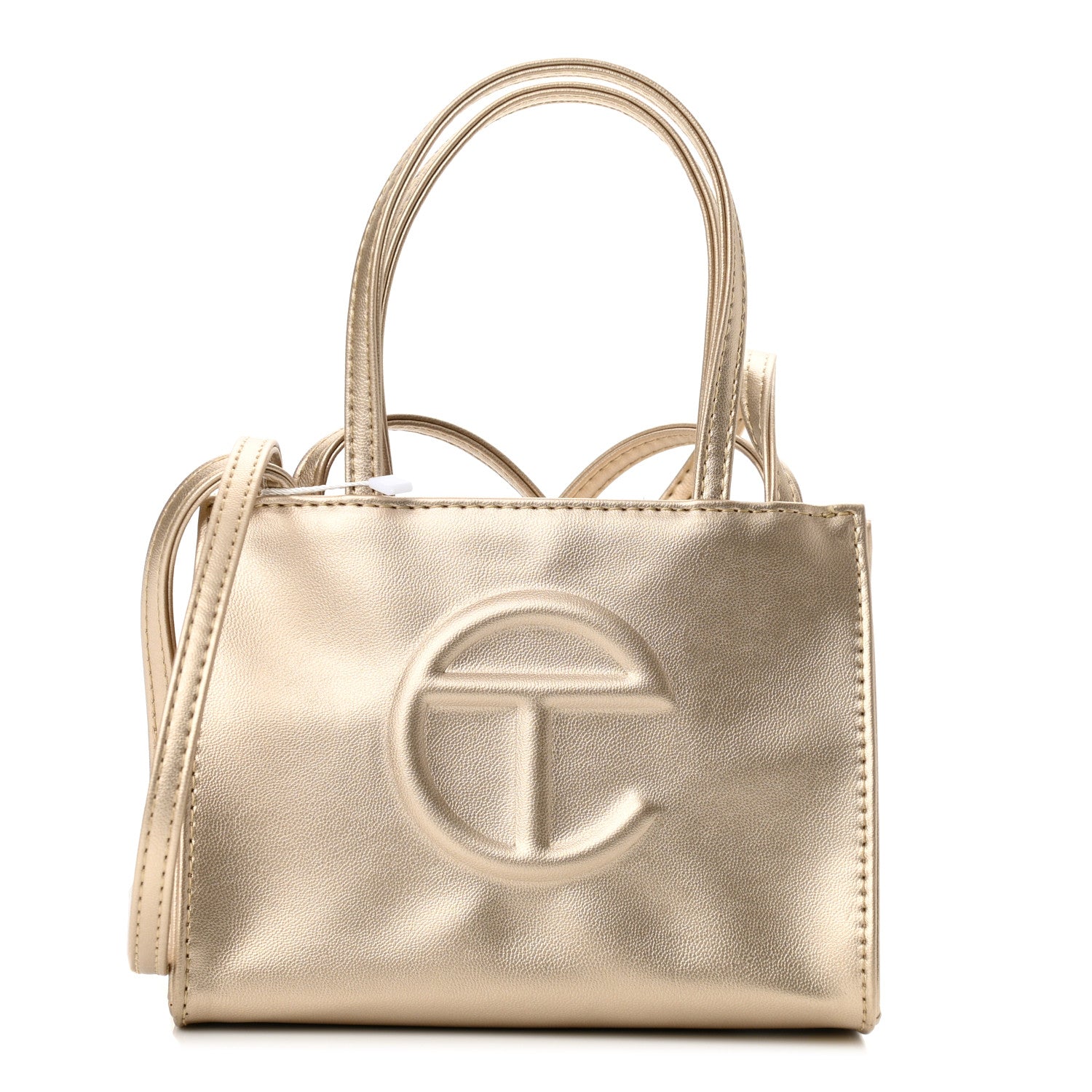 Telfar Metallic Vegan Leather Small Shopping Bag Gold 1 of 9