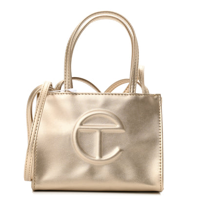 Telfar Metallic Vegan Leather Small Shopping Bag Gold 1 of 9