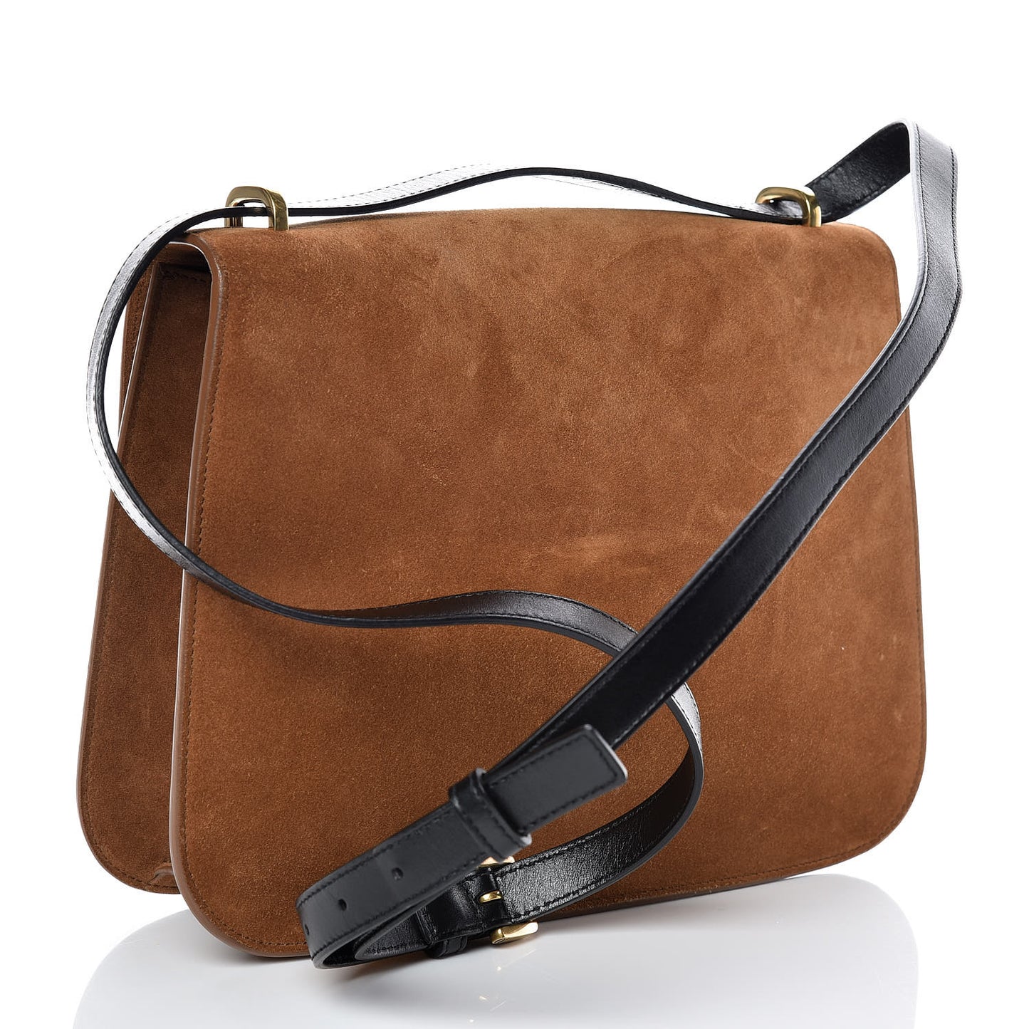 Suede Monogram Medium Spontini Saddle Bag Brown