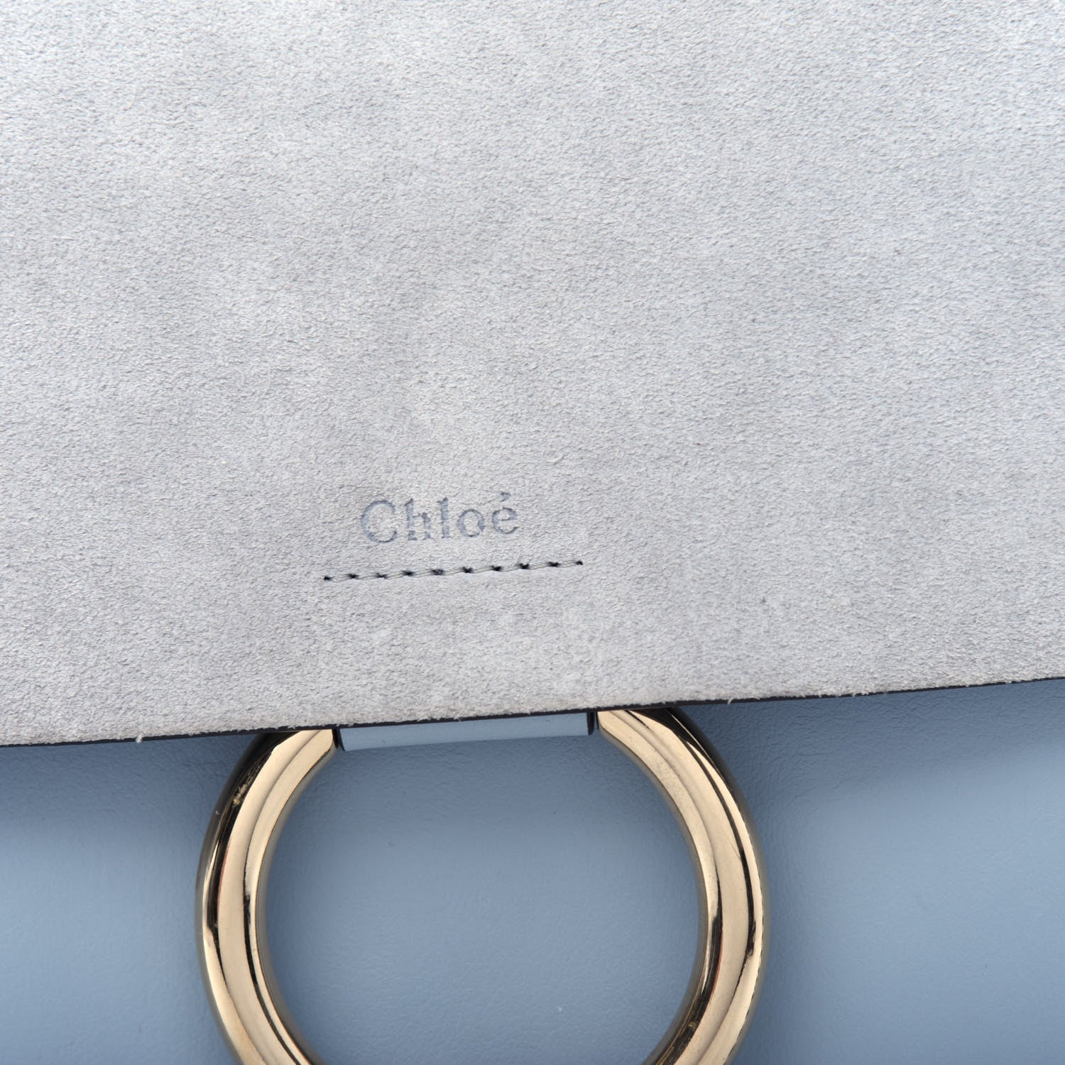 Chloe Suede Calfskin Medium Faye Shoulder Bag Cloudy Blue 10 of 10