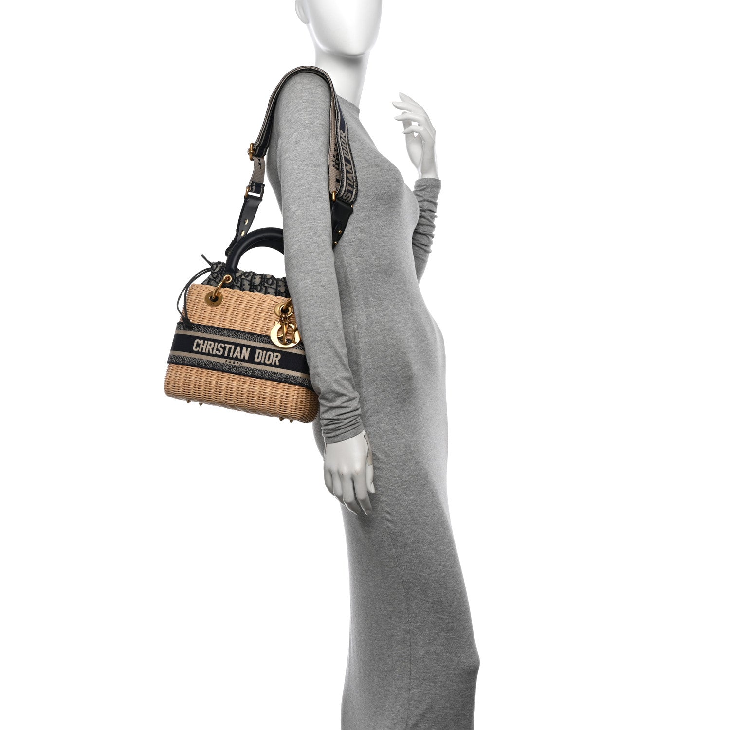 Christian Dior Wicker Oblique Medium Lady Dior Bag Blue 2 of 13