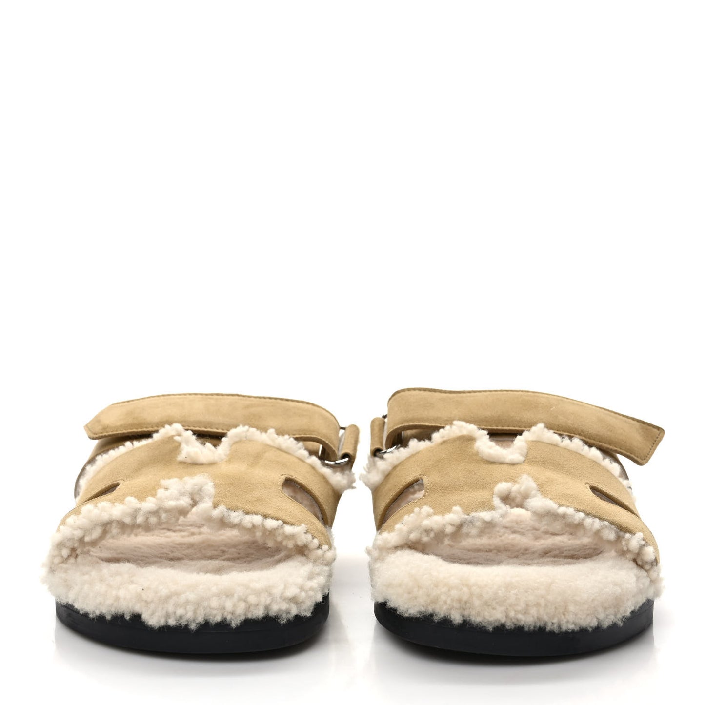 Suede Goatskin Woolskin Womens Chypre Sandals 38 Beige Albatre
