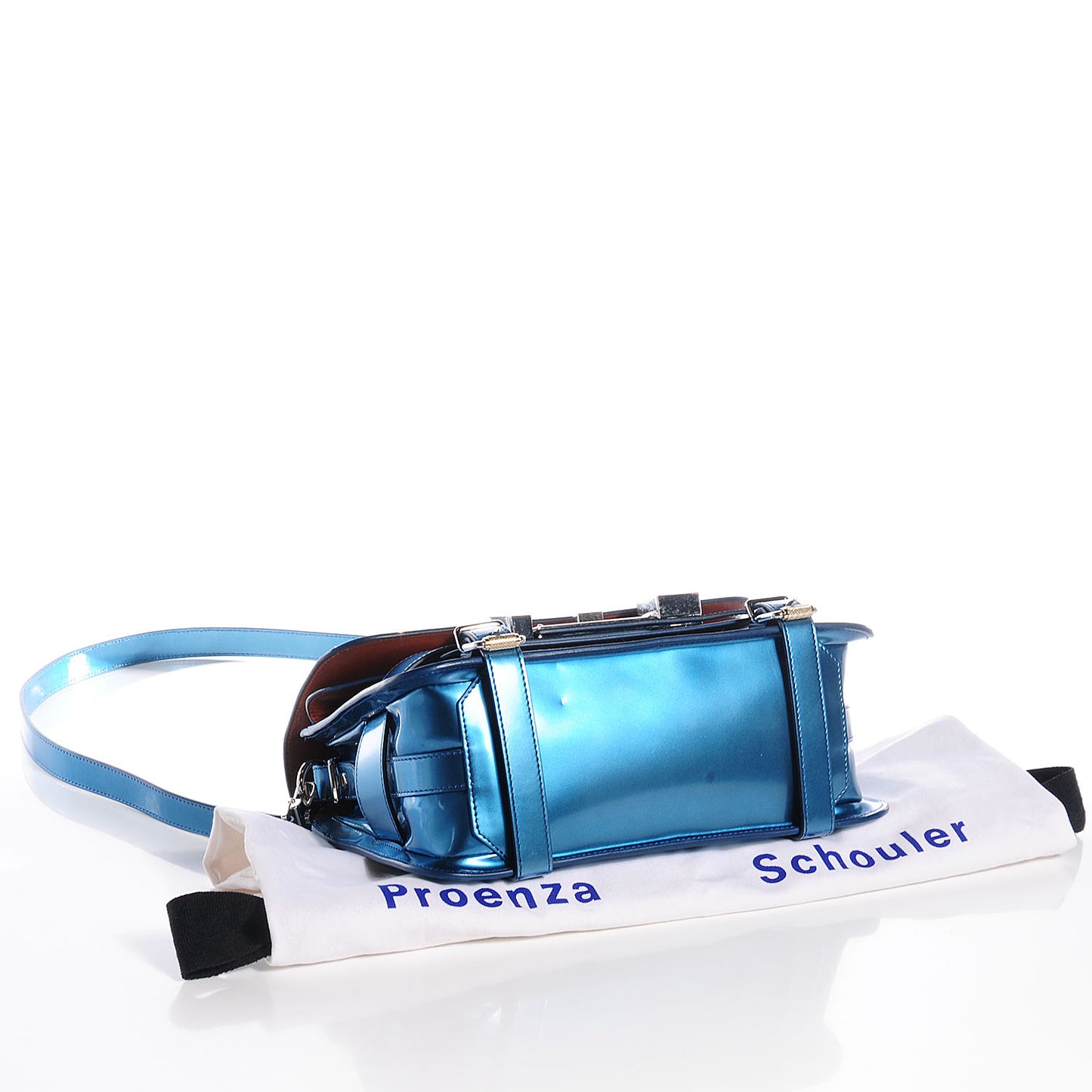 Mirrored Calfskin PS11 Classic Shoulder Bag Ocean