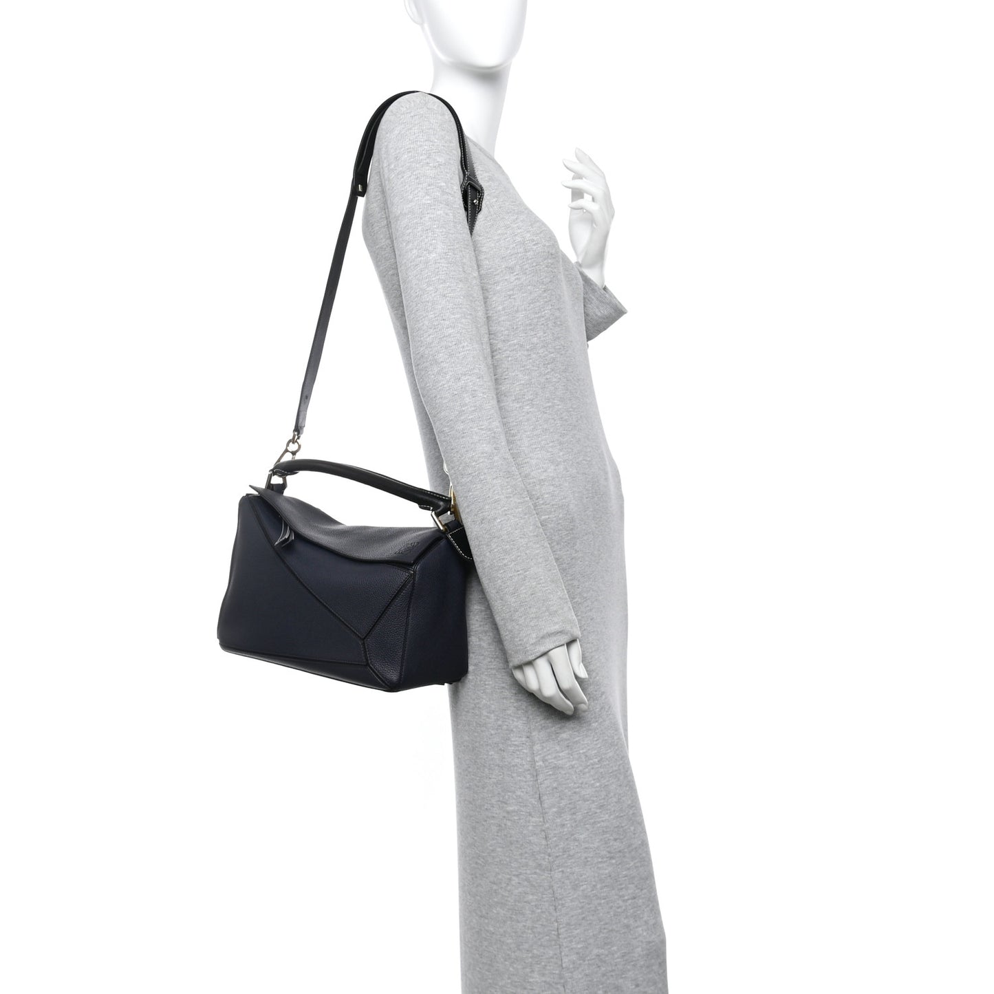 Calfskin Medium Puzzle Bag Midnight Blue Black