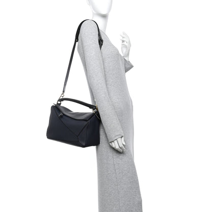 Loewe Calfskin Medium Puzzle Bag Midnight Blue Black 2 of 11