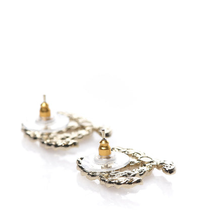 Chanel Enamel Metal Chain French New Wave CC Earrings Red Gold 3 of 5