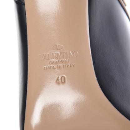 Valentino Garavani Calfskin Rockstud Open Back Ankle Booties 40 Black Poudre 5 of 9