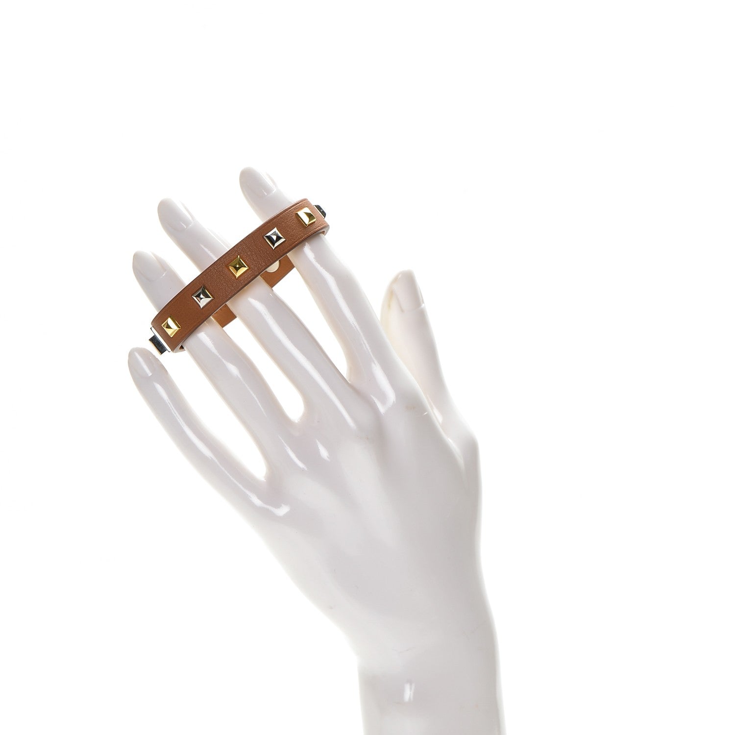 Hermes Swift Mini Dog Square Studded Bracelet T2 Gold 2 of 6