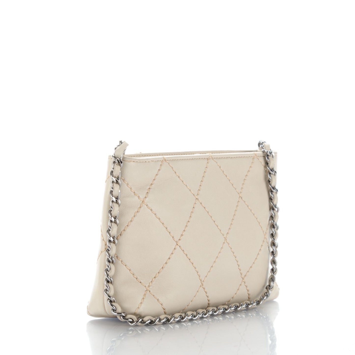 Lambskin Surpique Stitch Pochette Beige Clair
