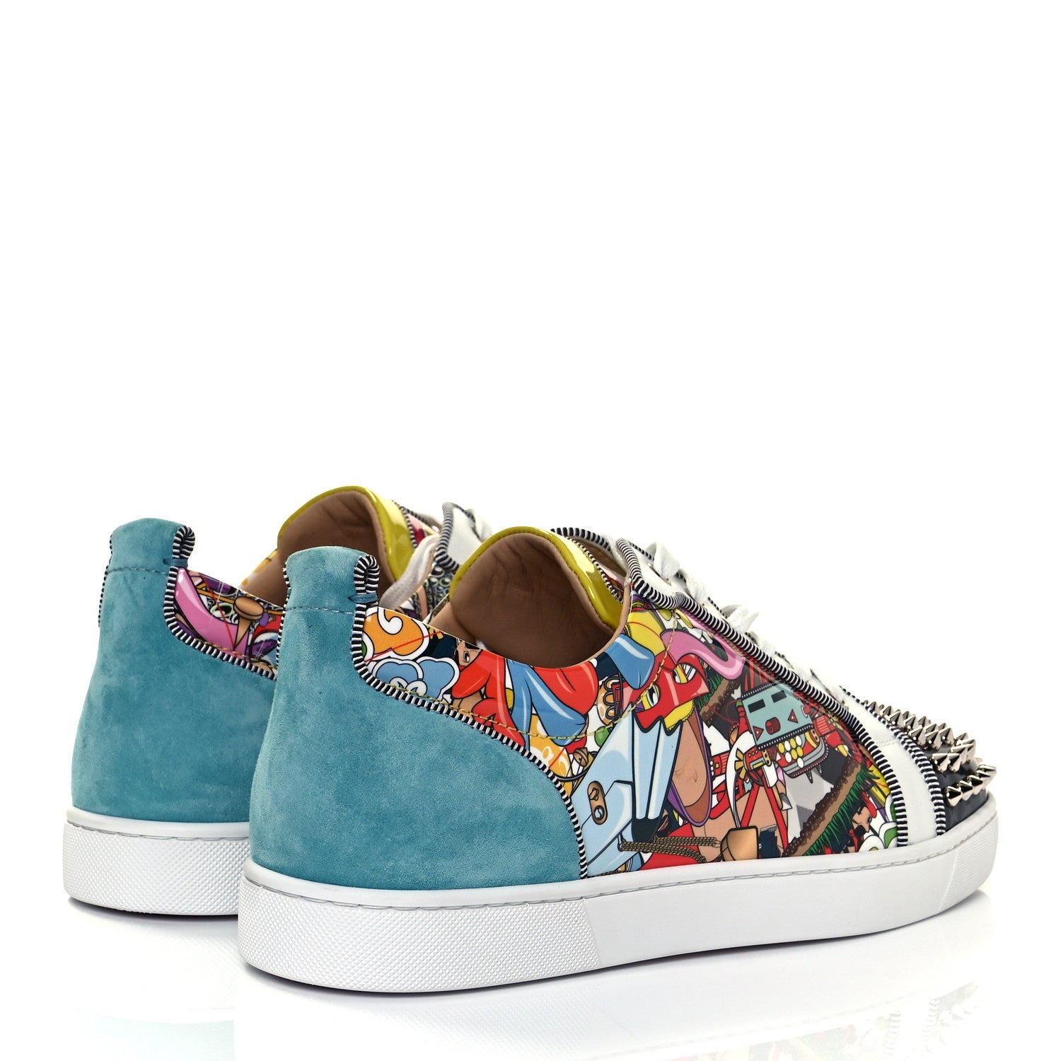 Christian Louboutin Calfskin Patent Mens Louis Junior Spikes Orlato Flat Sneakers 44 Version Multicolor 4 of 8