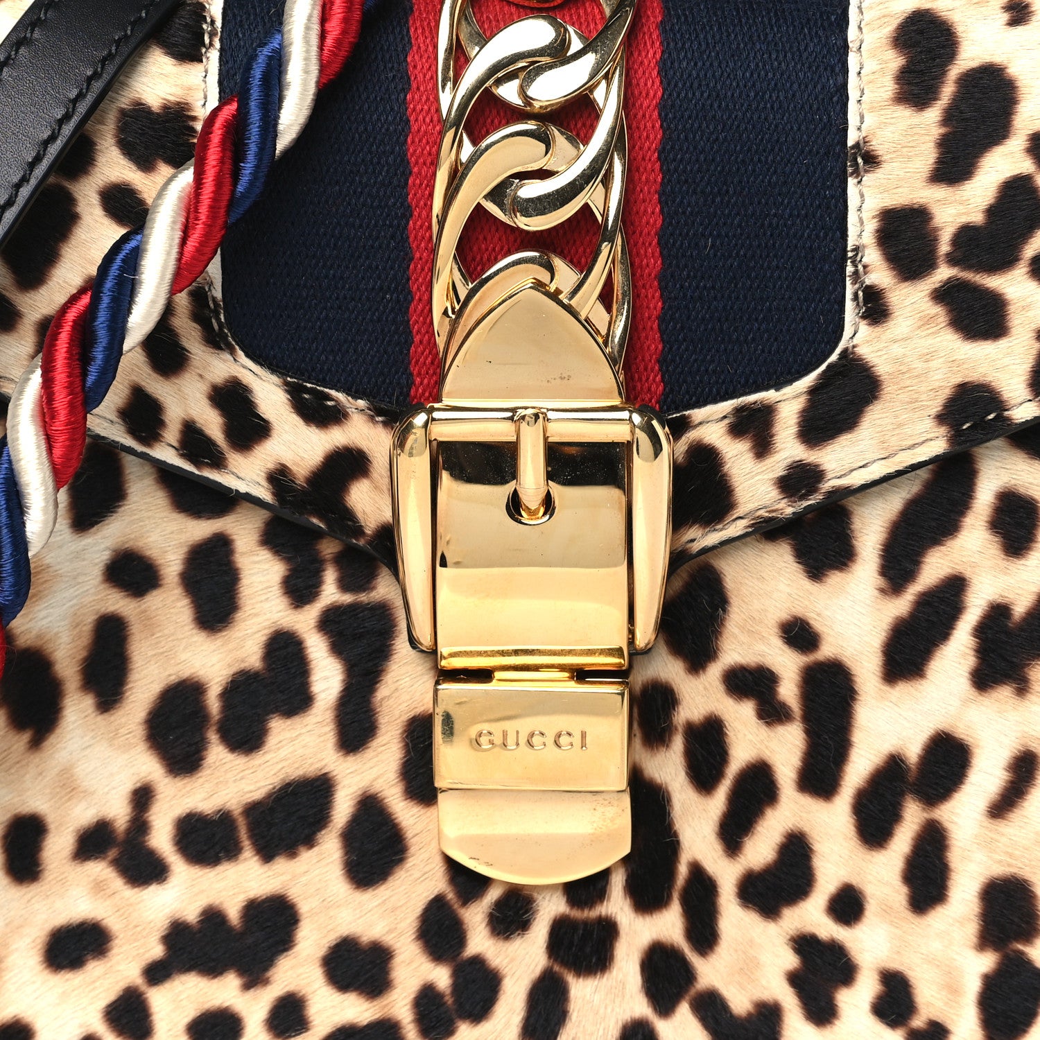 Gucci Calf Hair Leopard Print Mini Sylvie Top Handle Bag Naturale Black 8 of 10
