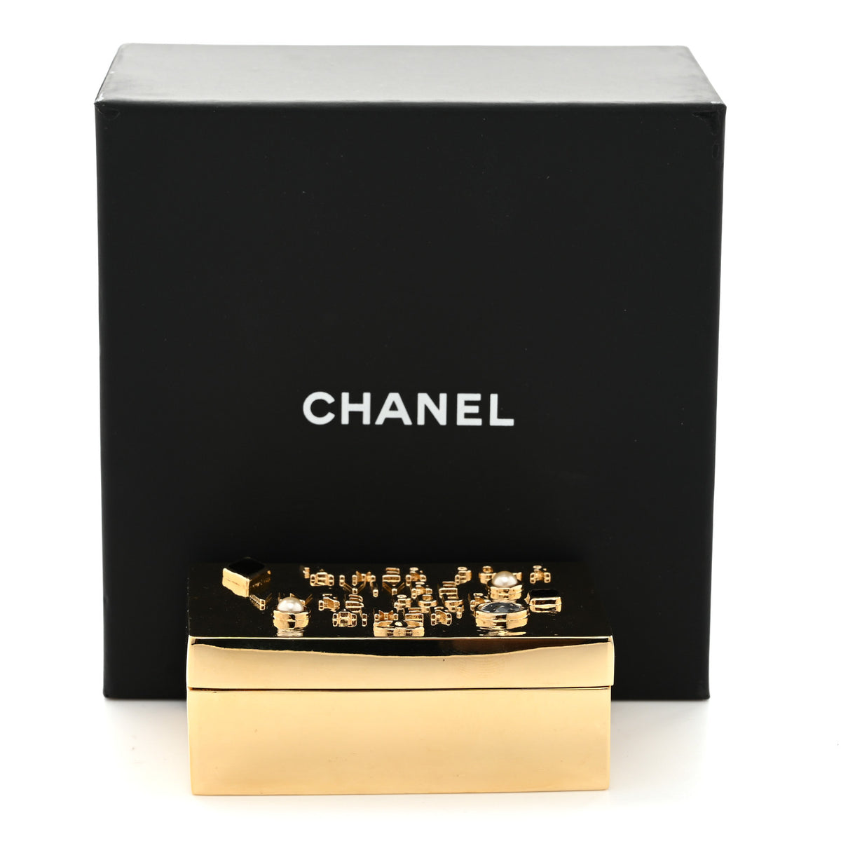 Metal Aimer Pour Vivre Jewelry Box Gold