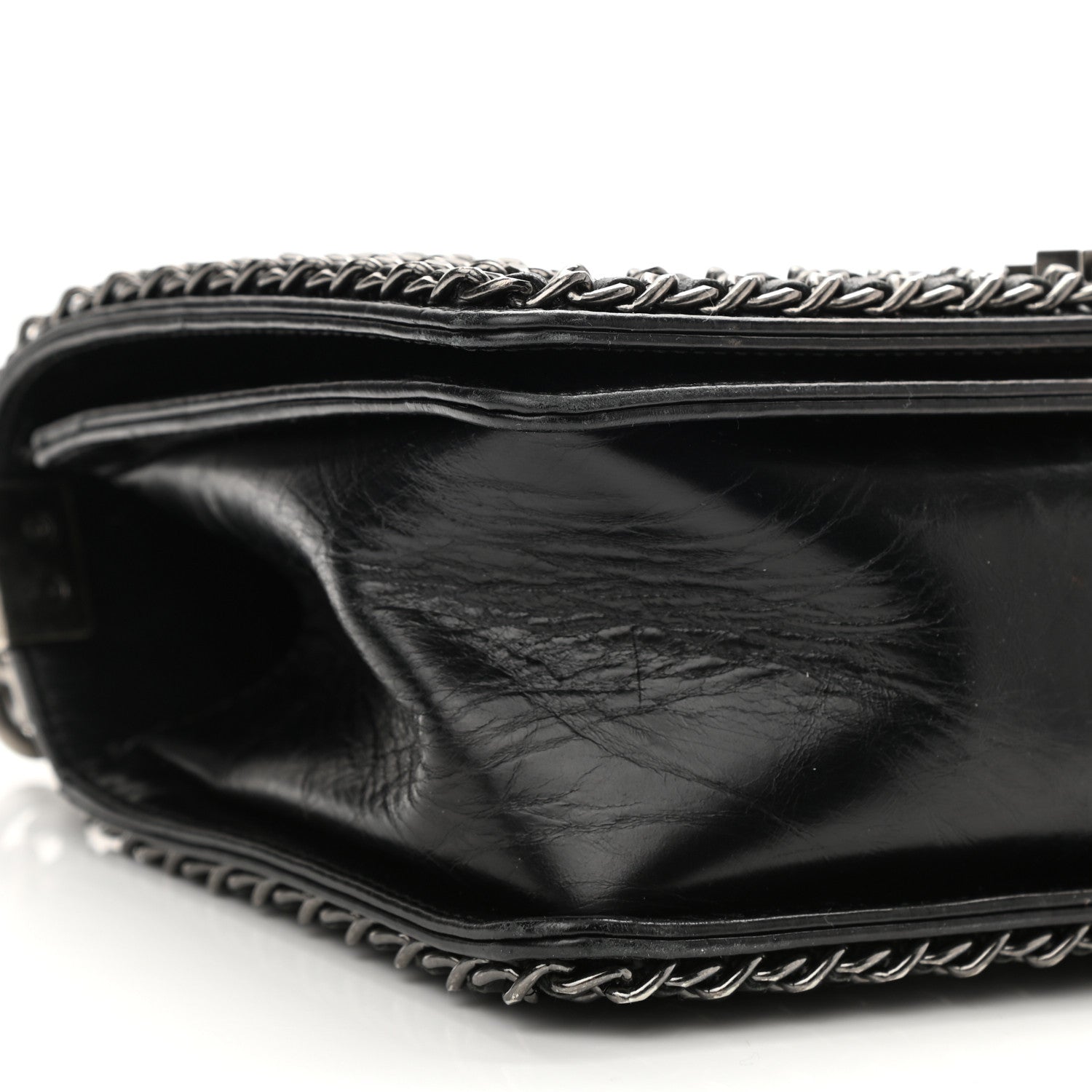 Chanel Glazed Calfskin Quilted Medium Boy Chained Flap Black 9 of 13