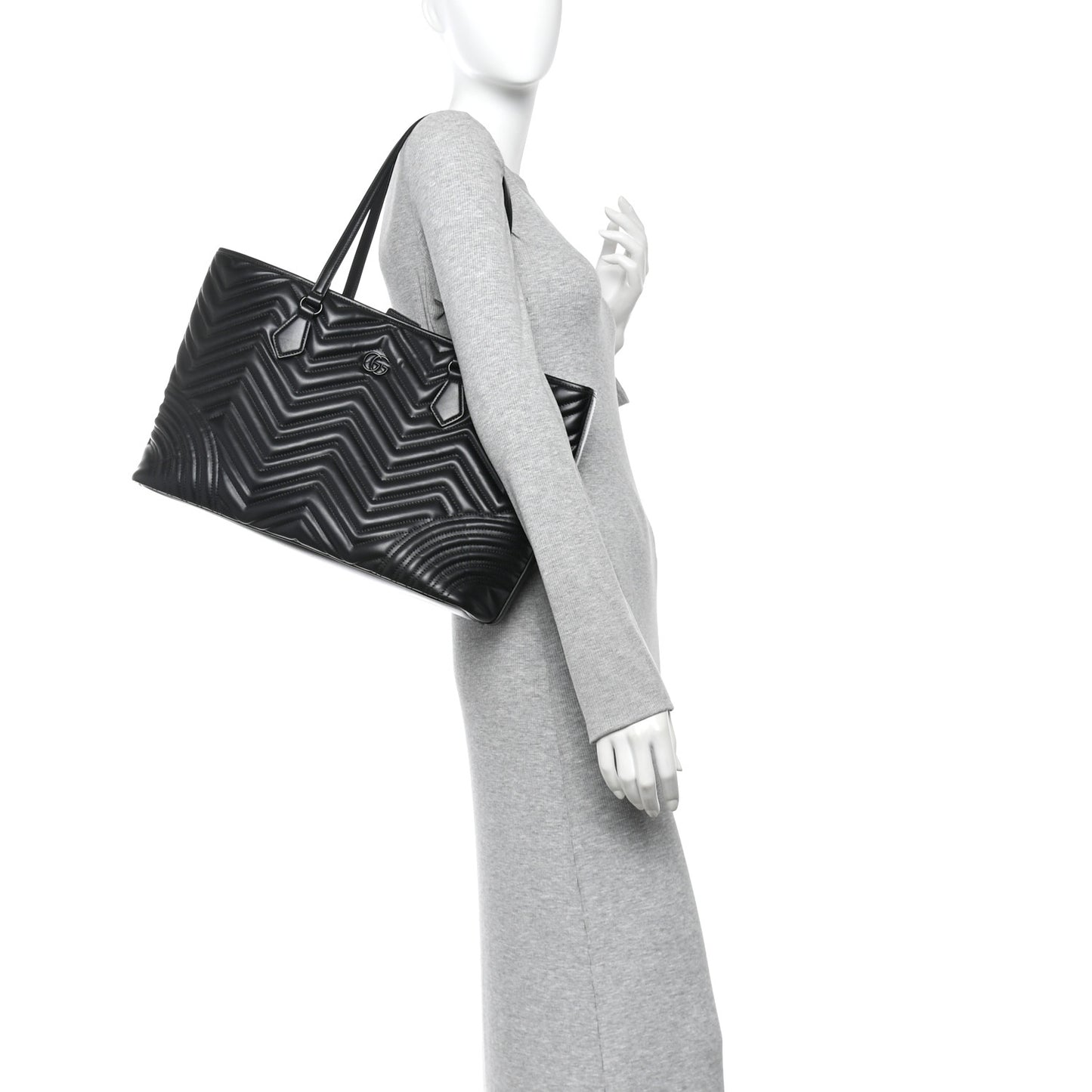 Calfskin Matelasse Monochrome Large GG Marmont Tote Bag Black
